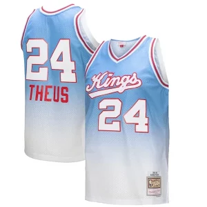 Chulo Magnífico Moderno Reggie Theus Sacramento Kings 1985/86 Hardwood Classics Fadeaway Swingman Player Jersey White/Light Blue  para la gran final