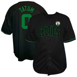 Cool Magnífico Jayson Tatum Boston Celtics Profile Big & Tall Name & Number Button Up Jersey Black  para la gran final