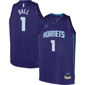 Clásico Hermoso LaMelo Ball Charlotte Hornets Jordan Brand Youth Swingman Jersey Statement Edition Purple  para la gran final