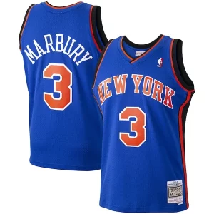 Elegante Stephon Marbury New York Knicks Hardwood Classics Swingman Jersey Blue  para la gran final