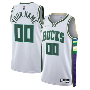 Hermoso Milwaukee Bucks Nike 2021/22 Swingman Custom Jersey City Edition White  para la gran final
