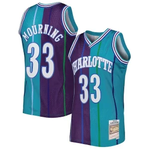 Perfecto Versátil Delicioso Alonzo Mourning Charlotte Hornets Hardwood Classics 1992/93 Split Swingman Jersey Teal/Purple  para la gran final