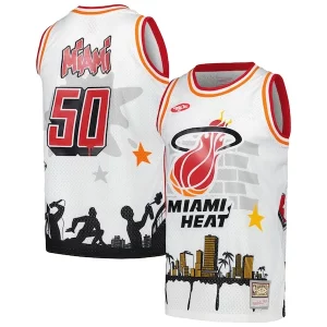 Cool Bonito Magnífico Miami Heat x Tats Cru Hardwood Classics Fashion Jersey White  para la gran final