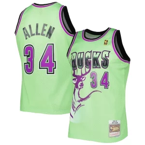 Hermoso Ray Allen Milwaukee Bucks 1996 97 Hardwood Classics Reload 3.0 Swingman Jersey Green  para la gran final