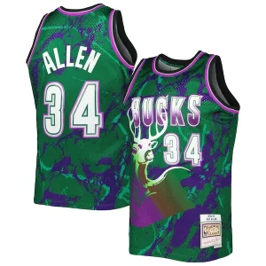 Genial Ray Allen Milwaukee Bucks 1996/97 Hardwood Classics Marble Swingman Jersey Green  para la gran final
