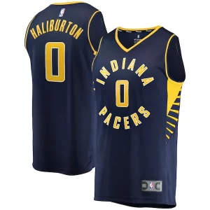 Original Tyrese Haliburton Indiana Pacers Fast Break Replica Jersey Icon Edition Navy  para la gran final