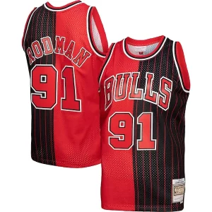 Robusto Sofisticado Ideal Dennis Rodman Chicago Bulls Big & Tall Hardwood Classics 1995/96 Split Swingman Jersey Red/Black  para la gran final