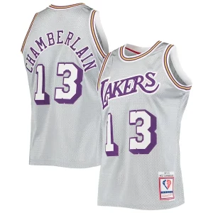 Atractivo Original Sofisticado Wilt Chamberlain Los Angeles Lakers 75th Anniversary 1971/72 Hardwood Classics Swingman Jersey Silver  para la gran final