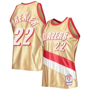 Estupendo Duradero Clyde Drexler Portland Trail Blazers 75th Anniversary 1991/92 Hardwood Classics Swingman Jersey Gold  para la gran final