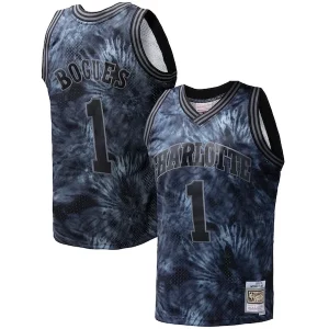 Sofisticado Genial Muggsy Bogues Charlotte Hornets Hardwood Classics 1992/93 Tie Dye Swingman Jersey Black  para la gran final