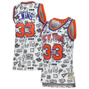 Perfecto Práctico Delicioso Patrick Ewing New York Knicks Women's 1991 Doodle Swingman Jersey White  para la gran final
