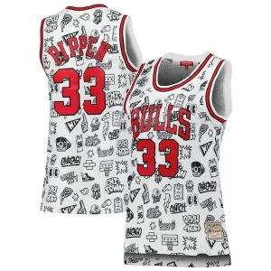 Duradero Bonito Resistente Scottie Pippen Chicago Bulls Women's 1997 Doodle Swingman Jersey White  para la gran final