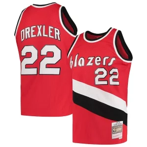 Lujoso Clyde Drexler Portland Trail Blazers 1983/84 Hardwood Classics Swingman Jersey Red  para la gran final