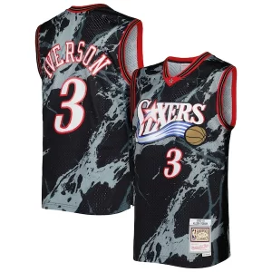 Moderno Allen Iverson Philadelphia 76ers 2000/01 Hardwood Classics Marble Swingman Jersey Black  para la gran final