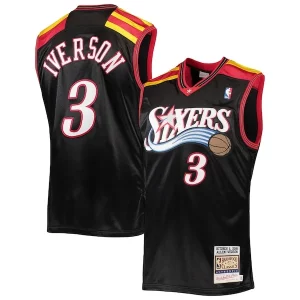 Comodo Clásico Allen Iverson Philadelphia 76ers 2006 Hardwood Classics Authentic Jersey Black/Red/White  para la gran final