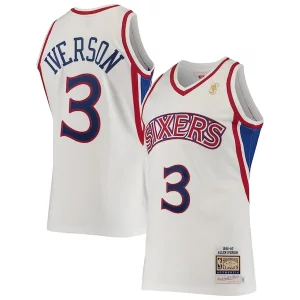 Clásico Resistente Cool Allen Iverson Philadelphia 76ers 1996/97 Hardwood Classics Authentic Jersey White  para la gran final
