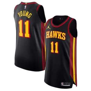 Genial Trae Young Atlanta Hawks Jordan Brand Authentic Player Jersey Statement Edition Black  para la gran final