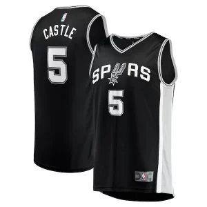 Comodo Ideal Stephon Castle San Antonio Spurs 2024 NBA Draft Fast Break Player Jersey Icon Edition Black  para la gran final