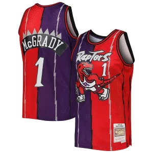 Elegante Moderno Comodo Tracy McGrady Toronto Raptors Hardwood Classics 1998/99 Split Swingman Jersey Purple/Red  para la gran final