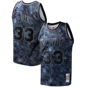 Maravilloso Lujoso Patrick Ewing New York Knicks Hardwood Classics 1991/92 Tie Dye Swingman Jersey Black  para la gran final