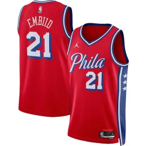 Fácil de llevar Único Joel Embiid Philadelphia 76ers Jordan Brand Unisex Swingman Jersey Statement Edition Red  para la gran final