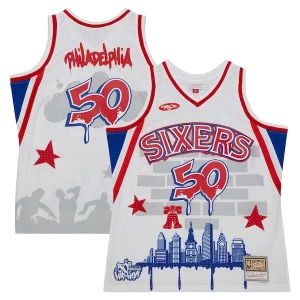 Original Clásico Fácil de llevar Philadelphia 76ers x Tats Cru Hardwood Classics Fashion Jersey White  para la gran final