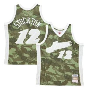 Exquisito Único John Stockton Utah Jazz Hardwood Classics 1998/99 Ghost Green Swingman Jersey Camo  para la gran final