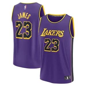 Robusto Práctico LeBron James Los Angeles Lakers Youth Fast Break Replica Player Jersey Statement Edition Purple  para la gran final