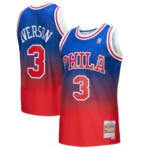Original Exquisito Allen Iverson Philadelphia 76ers 1996/97 Hardwood Classics Fadeaway Swingman Player Jersey Red/Royal  para la gran final