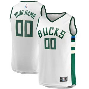 Hermoso Comodo Versátil Milwaukee Bucks Youth Fast Break Replica Custom Jersey Association Edition White  para la gran final