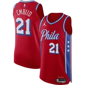 Elegante Joel Embiid Philadelphia 76ers Jordan Brand Authentic Player Jersey Statement Edition Red  para la gran final