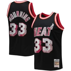 Maravilloso Alonzo Mourning Miami Heat 1996/97 Hardwood Classics NBA 75th Anniversary Diamond Swingman Jersey Black  para la gran final