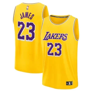 Magnífico LeBron James Los Angeles Lakers Youth Fast Break Replica Player Jersey Icon Edition Gold  para la gran final