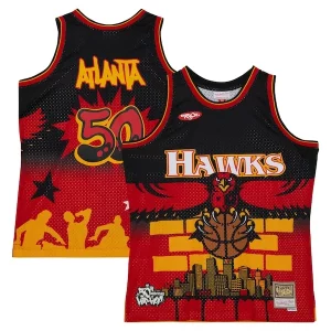 Hermoso Cool Atlanta Hawks x Tats Cru Hardwood Classics Fashion Jersey Black  para la gran final