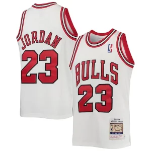 Chulo Maravilloso Michael Jordan Chicago Bulls Youth 1997/98 Hardwood Classics Authentic Jersey White/Black/Red  para la gran final