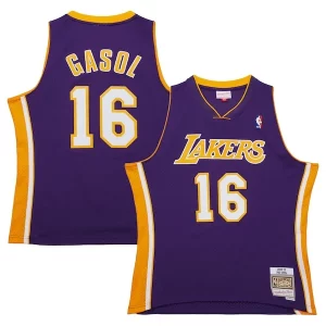 Hermoso Estupendo Pau Gasol Los Angeles Lakers 2009/10 Hardwood Classics Swingman Jersey Purple  para la gran final
