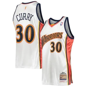 Hermoso Atractivo Versátil Stephen Curry Golden State Warriors 2009/10 Hardwood Classics Authentic Jersey White  para la gran final