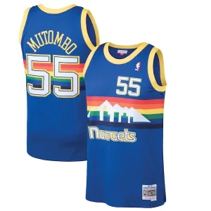 Moderno Dikembe Mutombo Denver Nuggets 1991/92 Hardwood Classics Swingman Jersey Blue  para la gran final