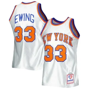 Maravilloso Magnífico Patrick Ewing New York Knicks 1985/86 Hardwood Classics 75th Anniversary Swingman Jersey Platinum  para la gran final