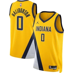 Fantástico Hermoso Fácil de llevar Tyrese Haliburton Indiana Pacers Jordan Brand Unisex Swingman Jersey Statement Edition Gold  para la gran final