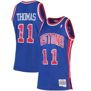 Atractivo Original Isiah Thomas Detroit Pistons 1988/89 Hardwood Classics Swingman Jersey Blue  para la gran final