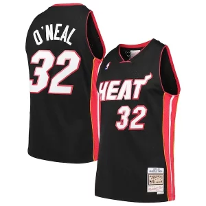 Elegante Sofisticado Shaquille O'Neal Miami Heat Hardwood Classics Swingman Jersey Black  para la gran final