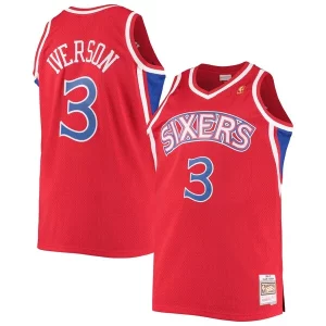 Magnífico Único Clásico Allen Iverson Philadelphia 76ers 1996/97 Big & Tall Hardwood Classics Swingman Jersey Red/Black/Royal/White  para la gran final