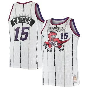 Hermoso Encantador Vince Carter Toronto Raptors 1998/99 Big & Tall Hardwood Classics Swingman Jersey White/Purple  para la gran final