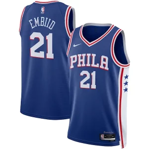 Comodo Hermoso Estupendo Joel Embiid Philadelphia 76ers Nike Unisex Swingman Jersey Icon Edition Royal/White  para la gran final