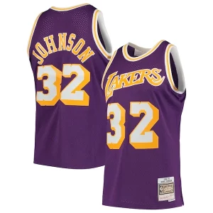 Magnífico Original Moderno Magic Johnson Los Angeles Lakers 1984/85 Hardwood Classics Swingman Jersey Purple/Gold  para la gran final