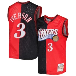 Maravilloso Allen Iverson Philadelphia 76ers Hardwood Classics 2000/01 Split Swingman Jersey Black/Red  para la gran final