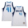 Increíble Dirk Nowitzki Dallas Mavericks 2010/11 Hardwood Classics Swingman Jersey White para la gran final