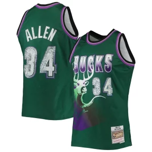 Único Ray Allen Milwaukee Bucks 1996/97 Hardwood Classics NBA 75th Anniversary Diamond Swingman Jersey Green  para la gran final
