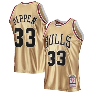 Único Duradero Comodo Scottie Pippen Chicago Bulls 75th Anniversary 1997/98 Hardwood Classics Swingman Jersey Gold  para la gran final